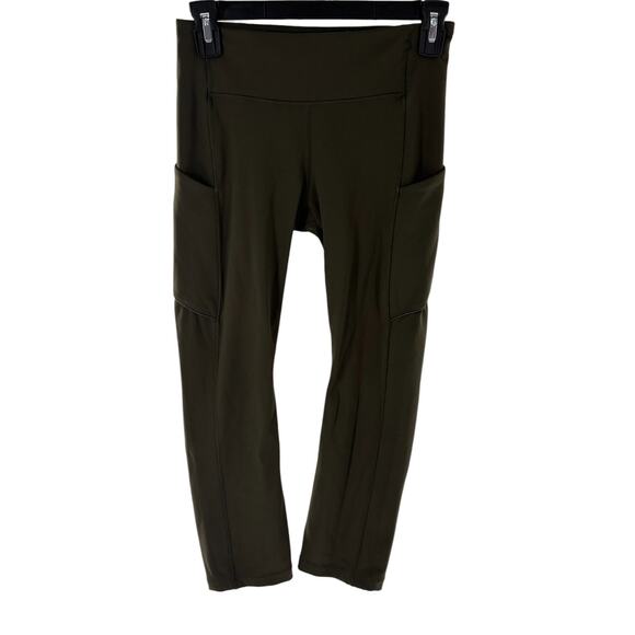 Lululemon Dark Olive Green Speed Up Crop 21" Cropped Leggings - Picture 3 of 10